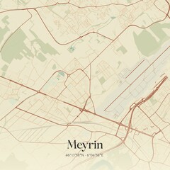 Vintage map of Meyrin, Switzerland.