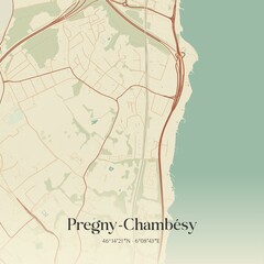 Fototapeta premium Vintage map of Pregny-Chambésy, Switzerland.