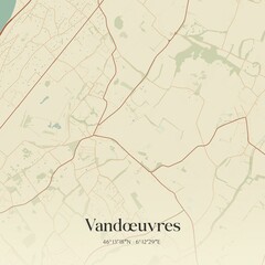 Vintage map of Vandœuvres, Switzerland.