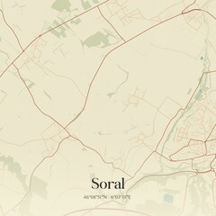 Obraz premium Vintage map of Soral, Switzerland.
