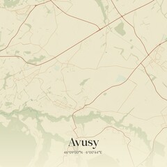 Vintage map of Avusy, Switzerland.