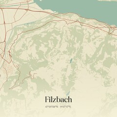 Vintage map of Filzbach, Switzerland.