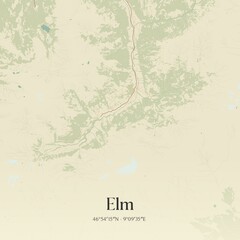 Vintage map of Elm, Switzerland.