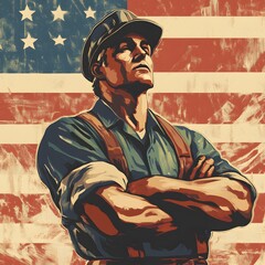 "People Holding the USA Flags with Patriotic Banners Celebrating National Holidays Like Independence Day, Labor Day, and Presidents Day in a Vibrant and Colorful Patriotic Setting"