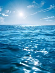 Obraz premium Tranquil Yacht Sailing on Serene Turquoise Ocean under Bright Sunny Sky