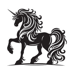 Celestial Unicorn silhouette glowing with fantasy-inspired wonder - Unicorn illustration - Unicorn vector - mythical creature silhouette
