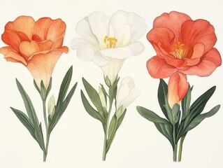 Obraz premium Colorful floral illustration botanical art vintage nature close-up home decor