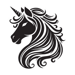 Flying Unicorn silhouette emphasizing the celestial fantasy creature - Unicorn illustration - Unicorn vector - mythical creature silhouette
