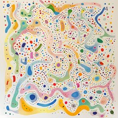 Whimsical Abstraction of Colorful Shapes and Symbols in Aerial View on Paper