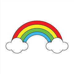 Colorful rainbow or color spectrum flat icon for apps and websites with cloud