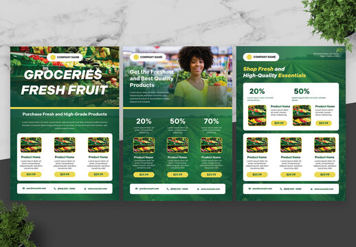 Green And Yellow Fruit Grocery Flyer