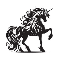 Fantasy-inspired Unicorn silhouette for enchanting and mystical art - Unicorn illustration - Unicorn vector - mythical creature silhouette
