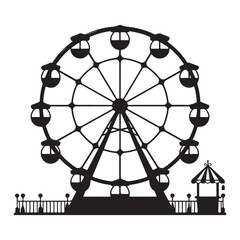 Ferris wheel silhouette editable vector illustration