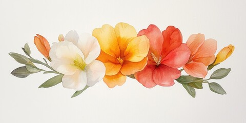 Naklejka premium Vibrant floral arrangement nature digital art botanical design close-up aesthetic beauty