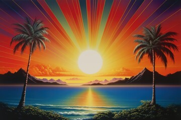 Fototapeta premium Sunset landscape sunlight outdoors.
