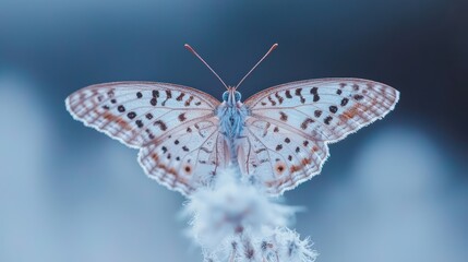 Obraz premium A close-up of a butterfly perched on a flower, showcasing intricate details and colors.
