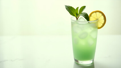  A Crystal-Clear Glass Filled with Refreshing Mint and Lemon-Infused Water &ndash; Cool and Hydrating Beverage
