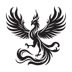 Unique Phoenix silhouette capturing the beauty of the legendary bird - Phoenix illustration - Phoenix vector - mythical creature silhouette
