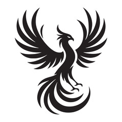 Spiritual Phoenix silhouette symbolizing transformation and eternity - Phoenix illustration - Phoenix vector - mythical creature silhouette
