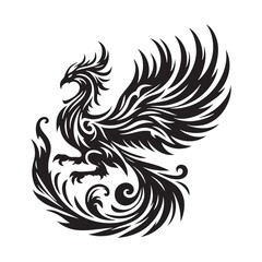 Fierce Phoenix silhouette capturing the essence of mythical rebirth - Phoenix illustration - Phoenix vector - mythical creature silhouette
