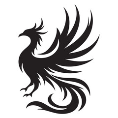 Fototapeta premium Rising Phoenix silhouette symbolizing hope and renewal - Phoenix illustration - Phoenix vector - mythical creature silhouette 