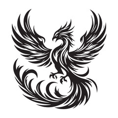 Mythical Phoenix silhouette embodying the legendary firebird - Phoenix illustration - Phoenix vector - mythical creature silhouette
