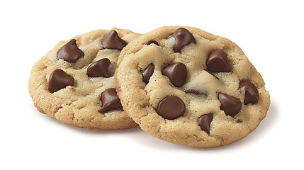Two Chocolate Chip Cookies Classic Sweet Treat Snack Delicious Freshly Baked Confectionery Delights