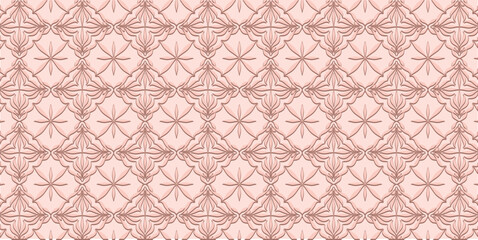 Muted Tone Abstract Extruded Geometric Damask Pattern