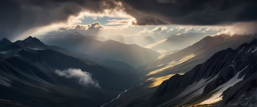 Dramatic clouds rolling over a stunning mountain landscape inviting a sense of awe and adventure in the great outdoors