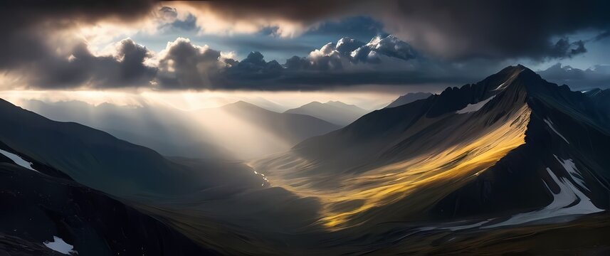 Dramatic clouds rolling over a stunning mountain landscape inviting a sense of awe and adventure in the great outdoors