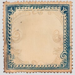 Obraz premium Vintage postage stamp text art needlework.