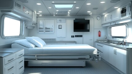 Futuristic Mobile Medical Unit: A Sleek and Modern Interior Design
