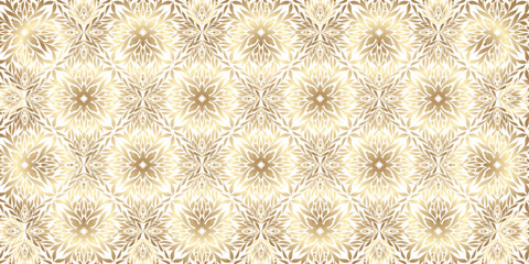 Seamless pattern with gold floral ornament. Vector illustration for your design