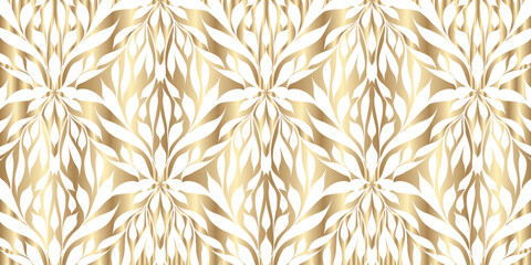 Shimmering Metallic Art Nouveau Inspired Leaf Motif Background