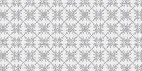 Subtle Grey Geometric Damask Style Seamless Pattern