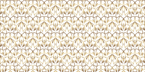 Shimmering Metallic Art Nouveau Inspired Leaf Motif Background