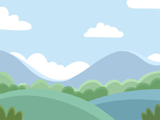 cute colorful flat illustration of nature background and landscape for daycare and nursery wallpaper