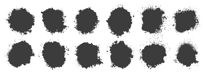 Set of grunge splash circle, grunge banner, Overlay texture set, paint, damaged, grunge frame set, old, brush, rough, Retro, vintage, Different types of texture Background