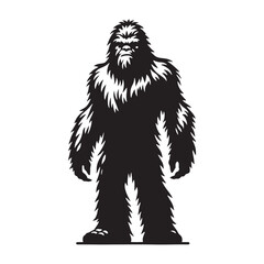 Gothic Yeti silhouette designed for horror and cryptid lovers - Yeti illustration - Yeti vector - mythical creature silhouette
