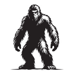 Ice-covered mountain Yeti silhouette designed to emphasize its chilling transformation - Yeti illustration - Yeti vector - mythical creature silhouette
