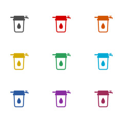 Water filter icon isolated on white background. Set icons colorful