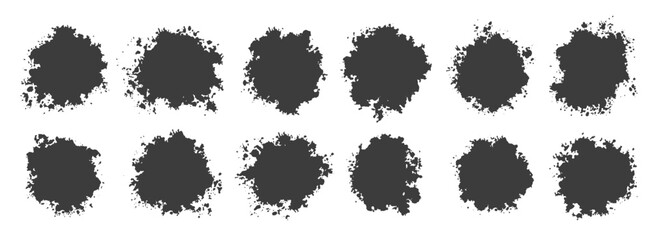 Collection of grunge splash circles, grunge banner, Overlay texture set, paint, grunge frame set, damaged, old, brush, rough, Retro, vintage, Different types of texture Background