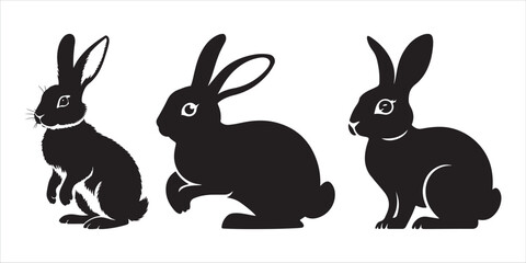Fototapeta premium Rabbit silhouette vector Illustration isolated on white background