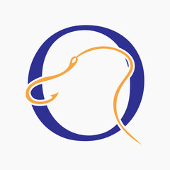 Initial Letter O Fishing Hook Logo Design Concept For Fishing Logo Company