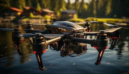 A professional using a drone for real estate photography