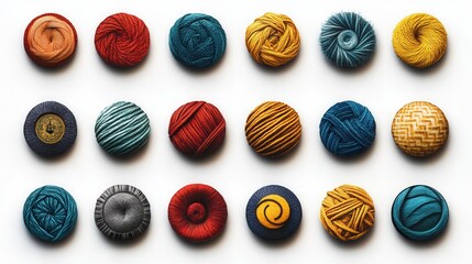 Yarn Threads Business Icons, a unique collection of textured icons created from interwoven yarn, perfect for creative branding and design.