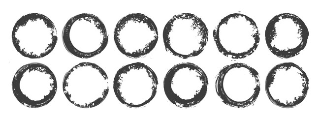 Set of grunge circle frames, abstract, grunge frame set, Overlay texture set, paint, damaged, old, brush, rough, vintage, Different types of texture Background, Retro Vec