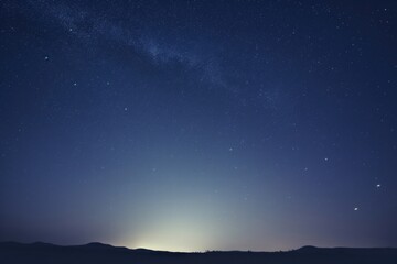 Fototapeta premium Night starry sky light dust stars astronomy landscape.