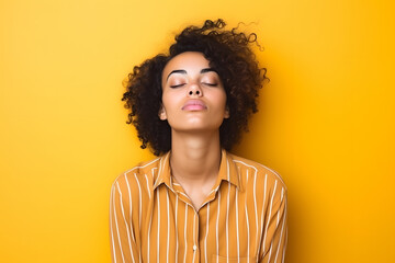 Young Woman Expressing Deep Emotion Against a Vibrant Background
