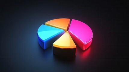 Fototapeta premium Glowing Digital Pie Chart, modern design, vibrant soft sections, clear data visualization, engaging and minimalistic aesthetic
